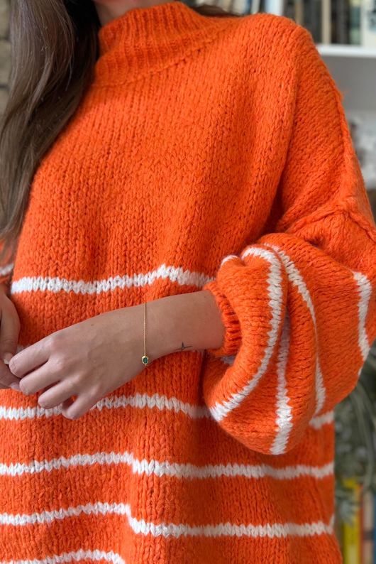 Big Softie Stripe Funnel Grunge Knit Marmalade